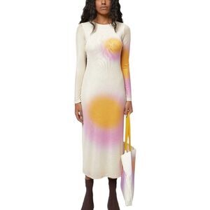 Find Me Now Aura Cream Mesh Sun Design Midi Dress | M